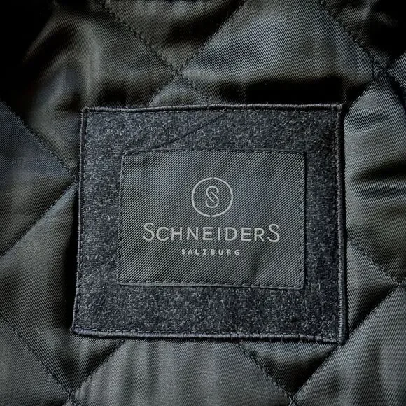 Schneiders Salzburg Men's Black Microfiber Trench Coat Wool Blend Lining Size 40